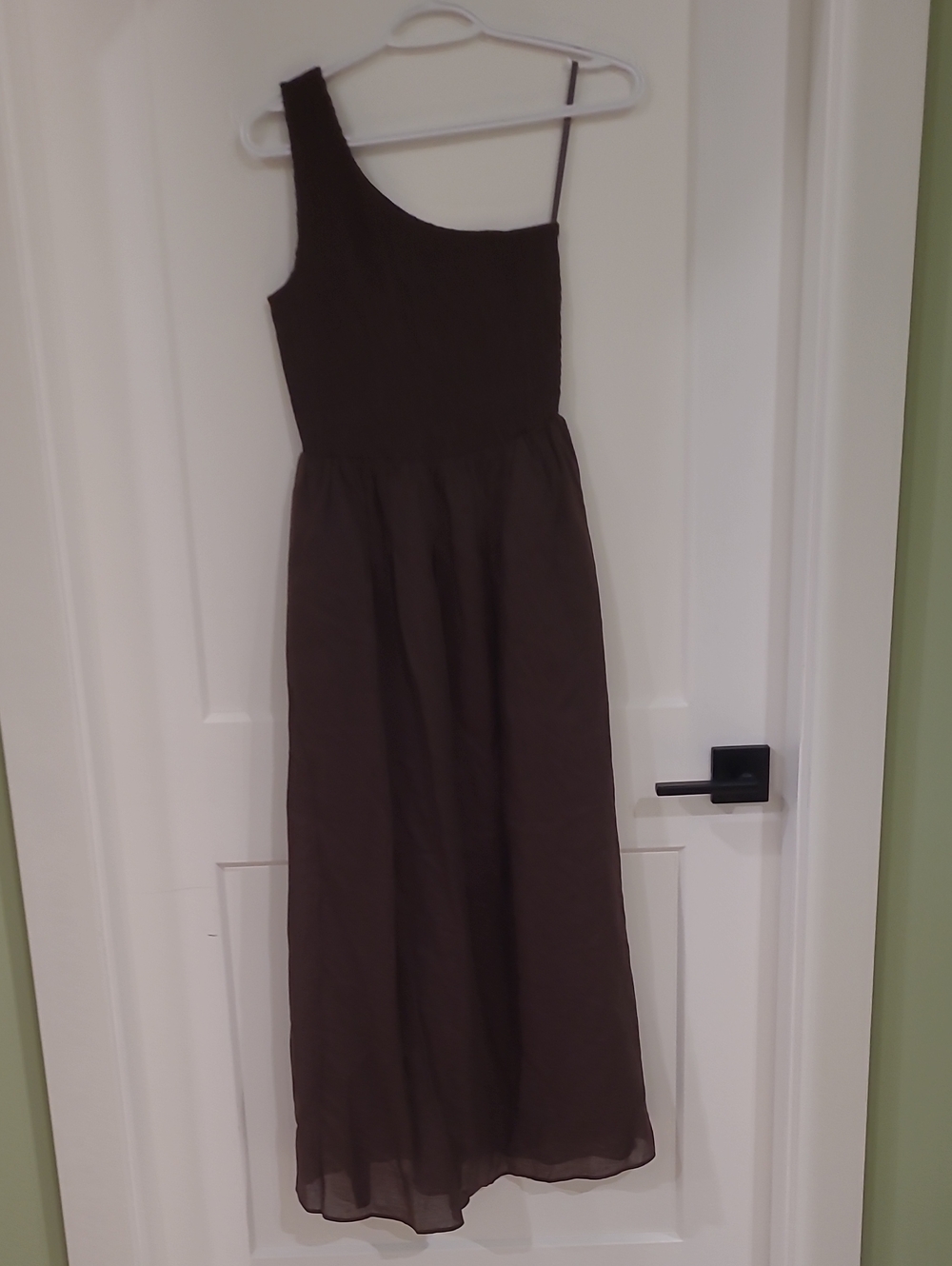 RW&CO. One-Shoulder Dark Brown Maxi Dress